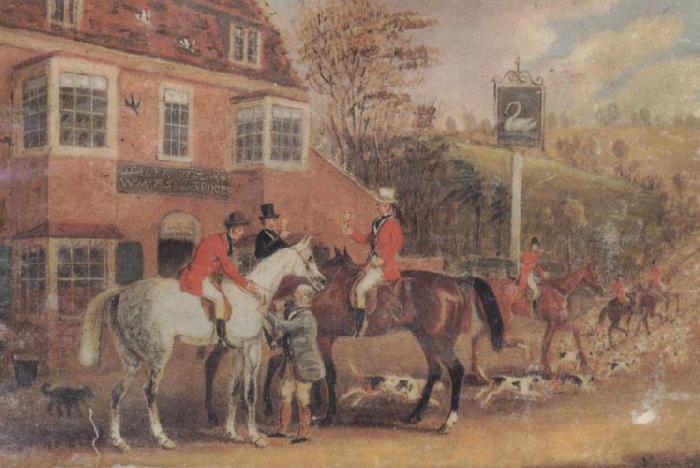 Pollard, James A Meet Outside The Swan inn oil painting image